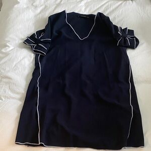 Zara Navy Blue Dress with White Trim